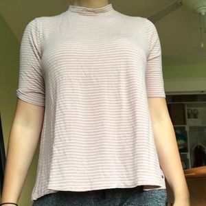 AE Light Pink & White Striped High Neck Top